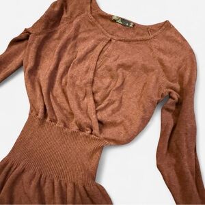 Brown Long Sweater Sleeve Dress